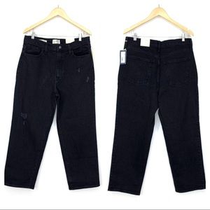 Universal Thread Black Distressed Vntg Stretch Straight Leg Ankle Long Leg 14